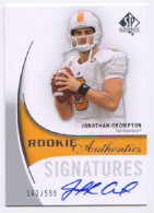 2010 Jonathan Crompton SP Authentic - Autograph Rookie (#'d to 599) (#:155) (Stock: 1) - $7.50