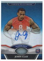 2011 John Clay Topps Platinum - Rookie Autograph Blue Refractor (#'d to 99) (#:122) (Stock: 1) - $15.00