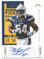 2012 Melvin Ingram Panini Contenders - Rookie Autograph Variation SP (Blue Jersey) (#:166B) (Stock: 1) - $10.00