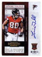 2013 Levine Toilolo Panini Contenders - Playoff Ticket Rookie Autograph (#'d to 99) (#:160) (Stock: 1) - $12.00