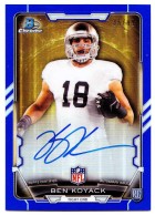 2015 Ben Koyack Bowman - Blue Chrome Rookie Autograph Refractor (#'d to 99) (#:RCRA-BK) (Stock: 1) - $9.50