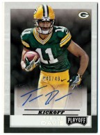 2016 Trevor Davis Panini Playoff - Rookie Signatures Kickoff Autograph (#'d to 49) (#:36) (Stock: 1) - $9.50