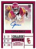 2017 Justin Davis Panini Contenders Draft Picks - Rookie Autograph (#:161) (Stock: 1) - $7.50