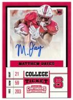 2017 Matthew Dayes Panini Contenders Draft Picks - Rookie Autograph (#:297) (Stock: 1) - $6.00