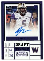 2017 Joe Mathis Panini Contenders Draft Picks - Rookie Autograph Blue Foil (#:294) (Stock: 2) - $7.50