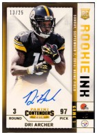 2014 Dri Archer Panini Contenders - Rookie Ink Rookie Premiere Gold (#'d to 25) (#:RRI-DA) (Stock: 1) - $10.00