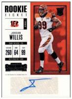 2017 Jordan Willis Panini Contenders - Rookie Autograph (#:137) (Stock: 2) - $3.75