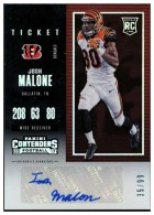 2017 Josh Malone Panini Contenders - Playoff Ticket Autograph (#'d to 99) (#:142) (Stock: 1) - $6.00