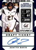 2020 Ashtyn Davis Panini Contenders Draft Picks - Draft Ticket Green Foil Rookie Autograph (#:218) (Stock: 1) - $6.00