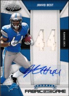 2010 Jahvid Best Certified - Rookie Fabric of the Game Jersey Number Autograph (#'d to 25) (#:22) (Stock: 1) - $7.50