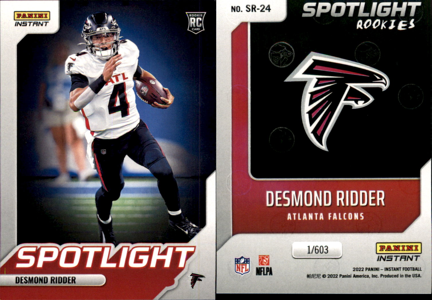 2022 Select Draft Picks EN Fuego Desmond Ridder Rookie RC SILVER PRIZM  Falcons